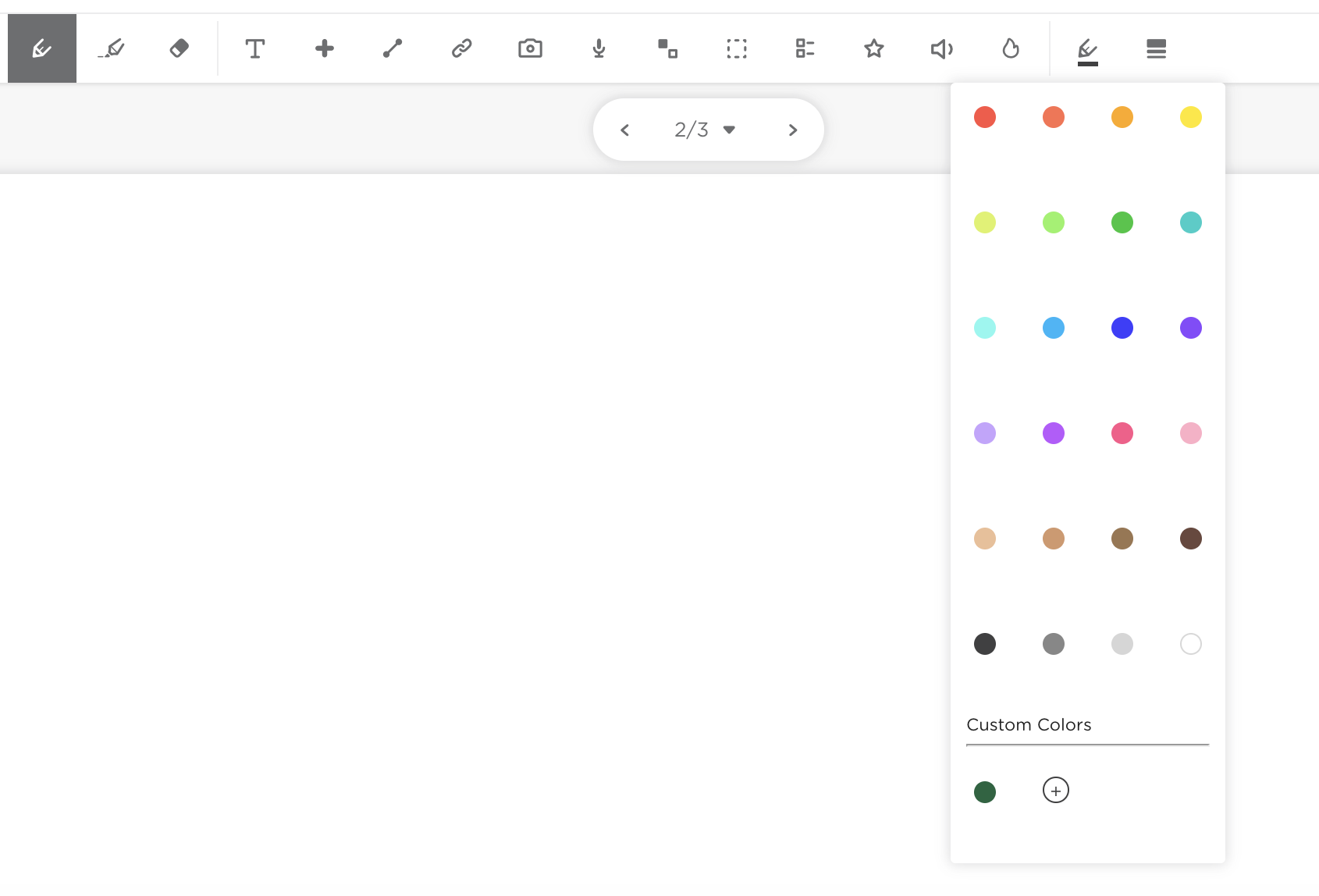A screenshot of the color selector popup for the pen tool.