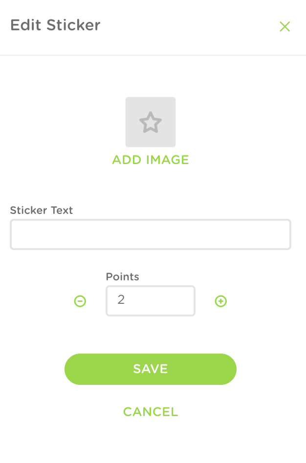 The edit sticker window without an image attached.