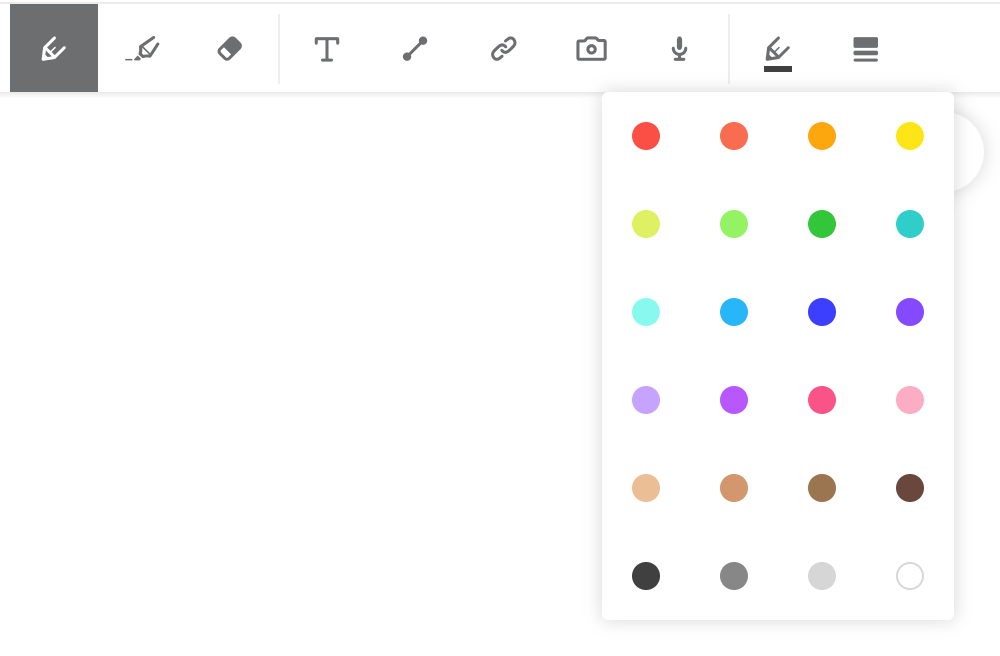 The pen color icon displays the different colors that the pen drawing can be.