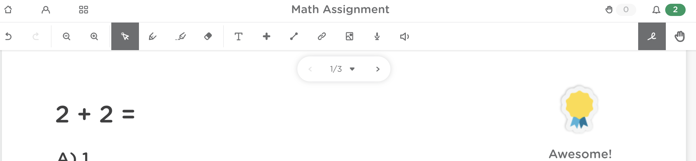 Classkick assignment slide showing teacher feedback on student work.