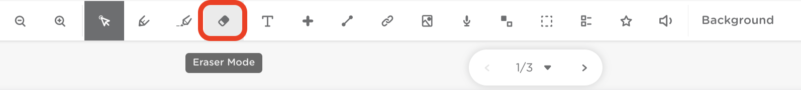 Classkick assignment editor toolbar with the Eraser Mode icon highlighted.