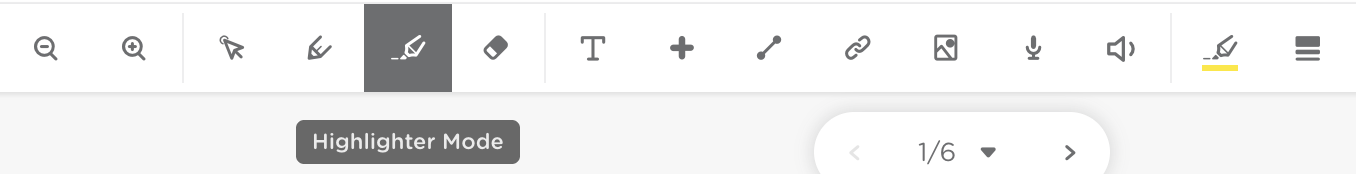 Classkick assignment editor toolbar with the Highlighter Mode icon selected.