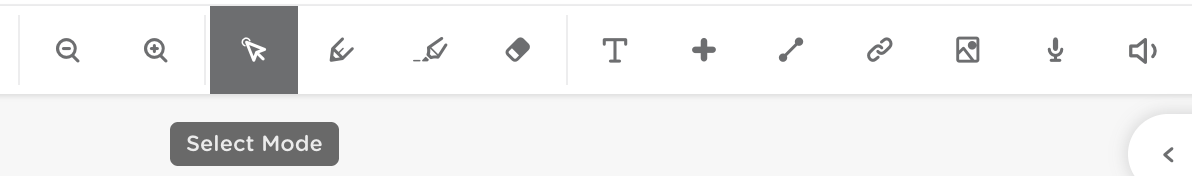 Student toolbar showing the select tool, an arrow, highlighted.