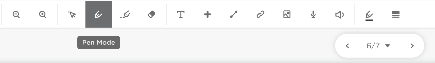 Student toolbar with the pen tool highlighted.