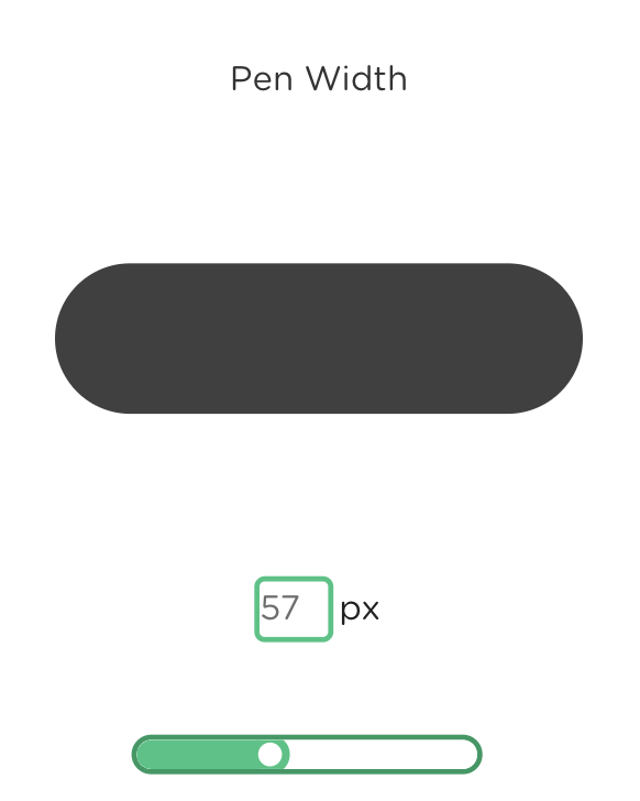 Pen width slider used to adjust how thick pen strokes appear.