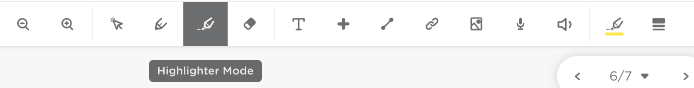 Classkick toolbar with the Highlighter Tool icon selected.