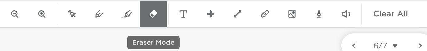 Student toolbar with the eraser tool highlighted.