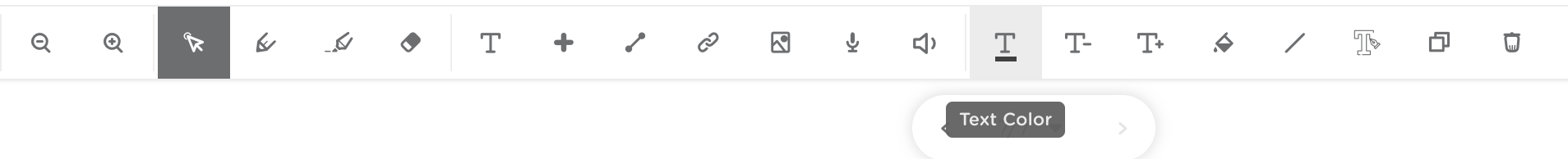Student toolbar with the text color icon highlighted.
