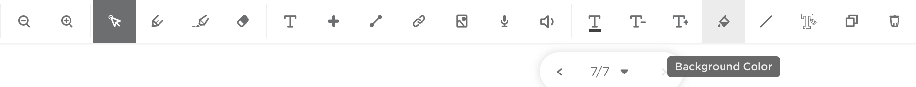 Student toolbar with the text box background color icon highlighted.