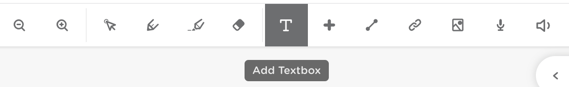 Student toolbar with the textbox icon highlighted.