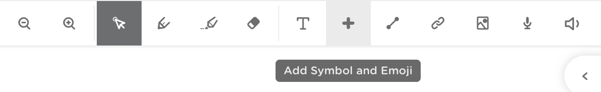 Student toolbar with the Add Symbol and Emoji icon highlighted.