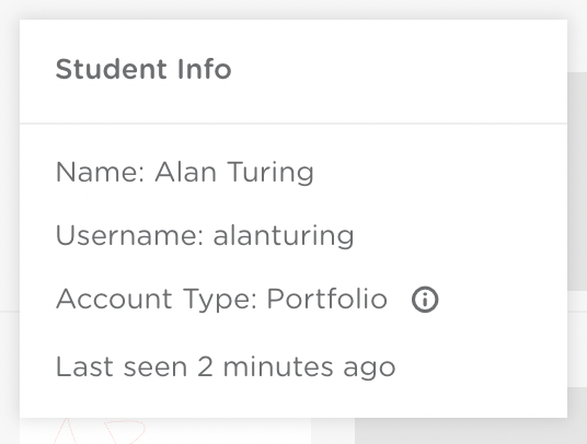 Student information for two different account types. The Basic account is on the left and the portfolio account is on the right.
