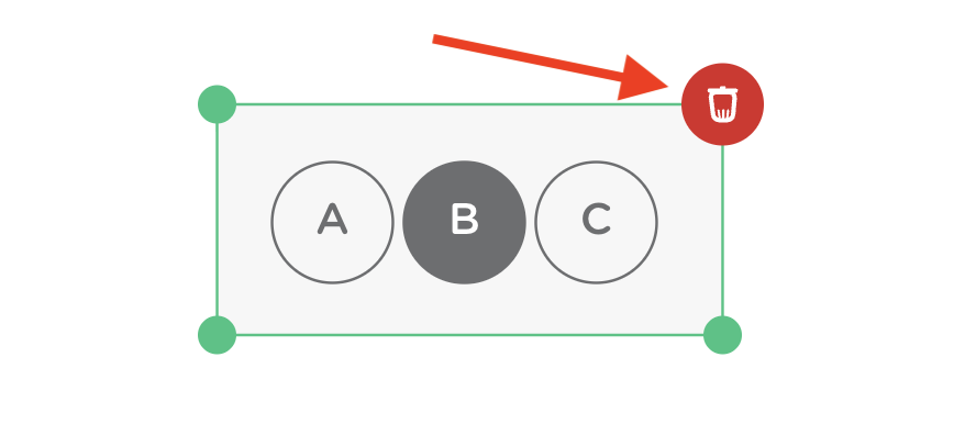 Multiple Choice button on a slide with the red trash icon visible in the top corner for deleting the question.